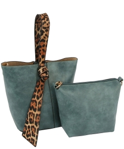 Leopard Bucket 2-in-1 Satchel LHU435 DENIM